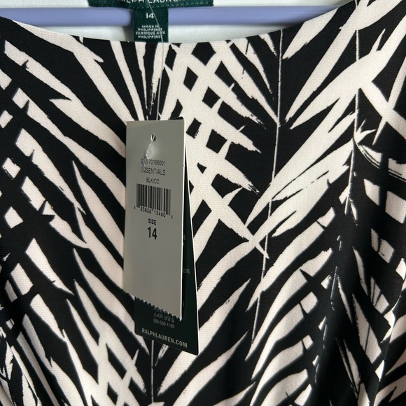 Lauren Ralph Lauren Size 14 Sleeveless Ruched Dress Black White New 3991 - Picture 4 of 10